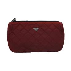 Prada Vintage, Pre-owned, Dame, Rød, ONE SIZE, Uld, Brugt Quiltet Kosmetik Taske