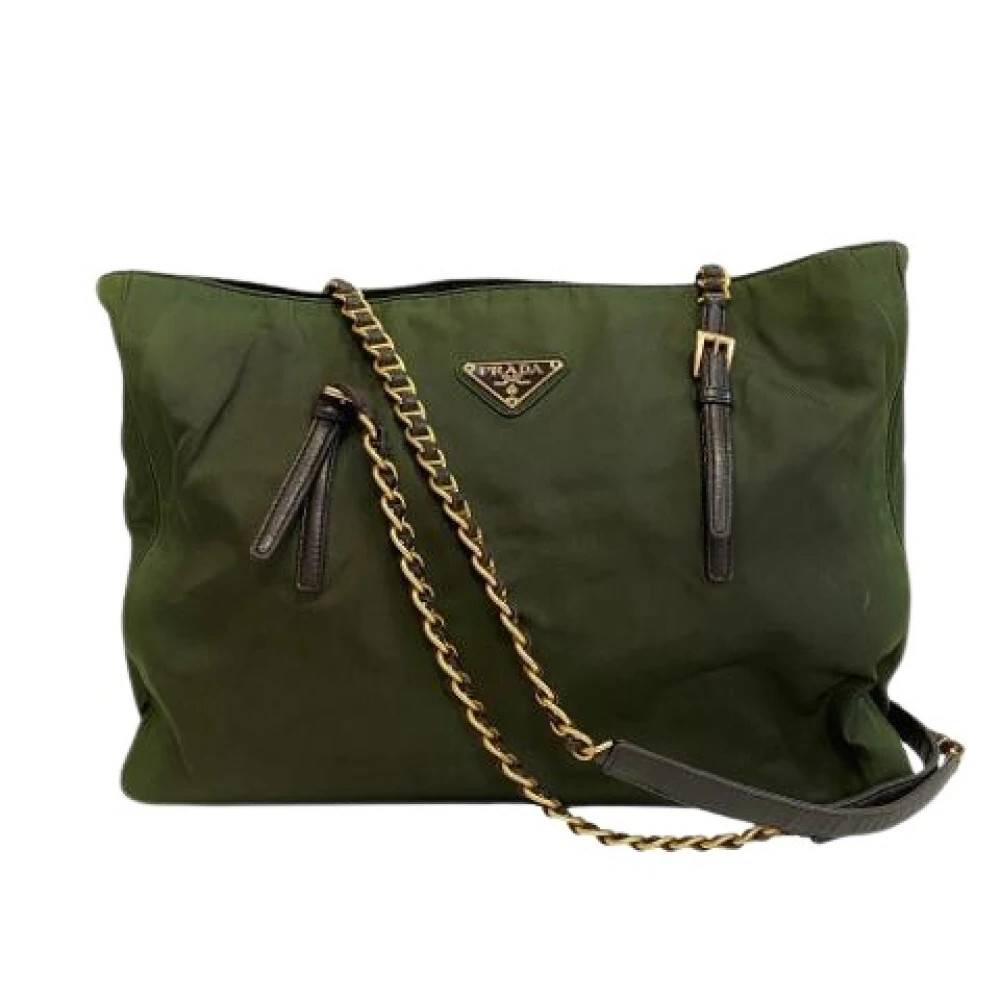 Prada Vintage Pre-owned nylon prada-tasker - Vintage - Dame - Grøn - ONE SIZE - Nylon