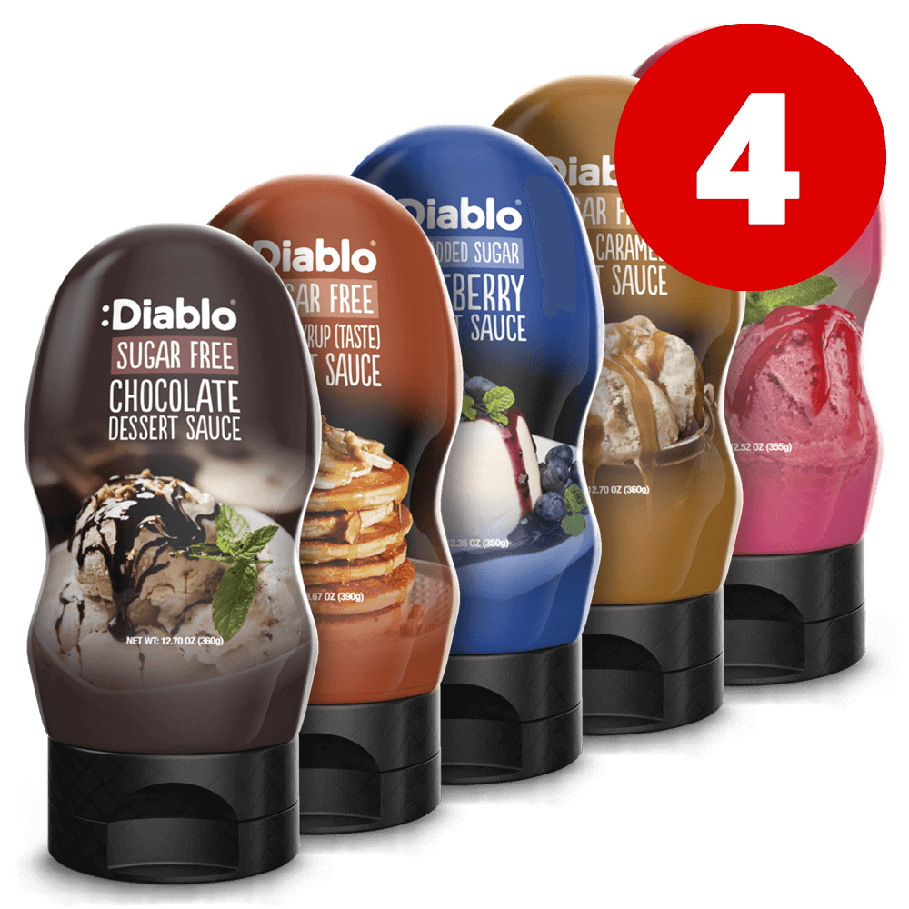 4 x Diablo Mixed Dessert Sauce (Sugar Free).