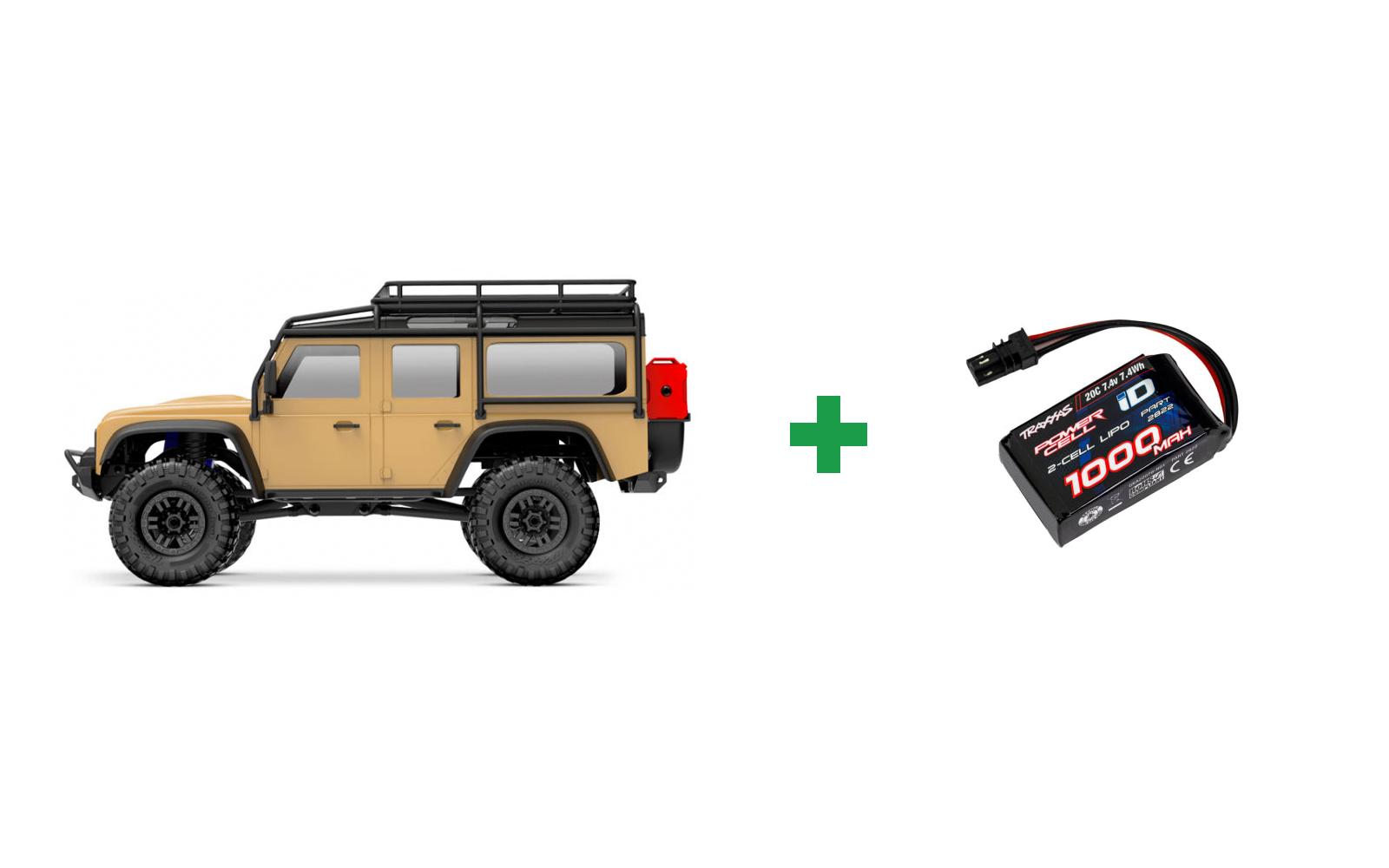 Traxxas TRX-4M 1/18 Land Rover Defender Crawler RTR - Tan / Kompletpakke - Ekstra køretid