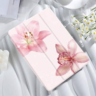 Rosa blomsterdetaljer Basic Pad-fodral kompatibelt med iPad 9.7/10.2/10.5/10.9/12.9/Pro 11 (10:e generationen), Galaxy Tab S6 Lite 10.4", Kindle Paper - Multifärgad (Multi-size)