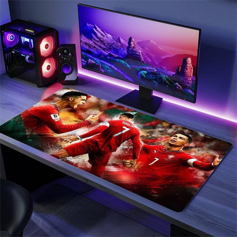 Ronaldo Portugal Football Star Large Gaming Mouse Pad Non Slip Desk Mat Keyboard Pad Soccer Fan Office Desktop Decor