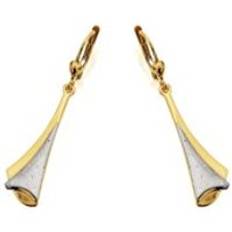 9ct Gold Two Colour Pleat Drop Earrings - 45mm drop - EXCLUSIVE - G1019