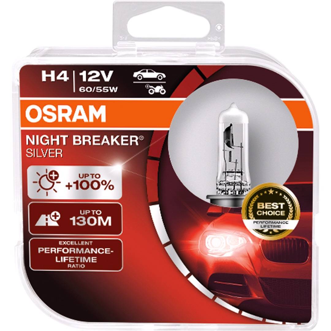 Osram H4 Night Breaker Silver, OSRAM, 2-Pack