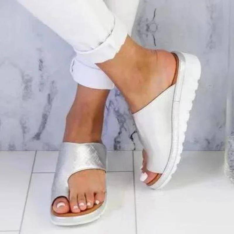 Damsandaler sommar ortopediska tofflor för hallux valgus korrigering mjuka utomhustofflor platå damsandaler Zapatos Mujer cm brown