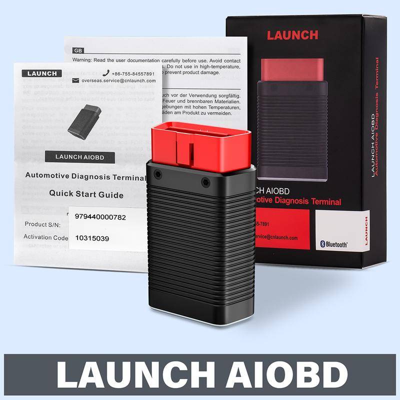 LAUNCH X431 AIOBD Bluetooth-adapter Fullständiga OBD2-funktionsdiagnostikverktyg med 5 kostnadsfria fordonsnedladdningar fungerar på Android IOS gray