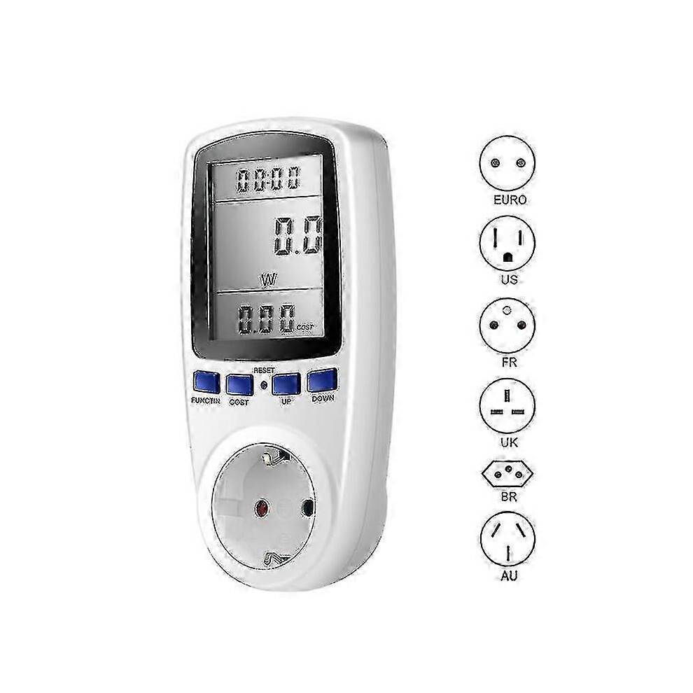 220v Ac EU Digital LCD-effektmåler Wattmåler Stikkontakt Wattstyrke kWh Energimåler