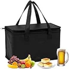 Vikbar kylväska – 30 l kyllåda, stor vikbar kylkorg, isoleringsväska, för kontor arbete utomhus resor, perfekt som isoleringsväska, shoppingkorg, picknickväska (svart, 41 x 23 x 33 cm)