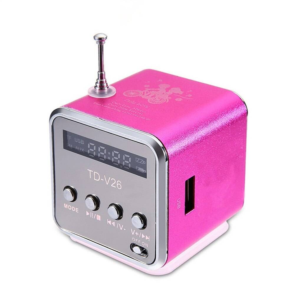 Mini FM Radio TD-V26 Bluetooth Bärbar - Rosa.