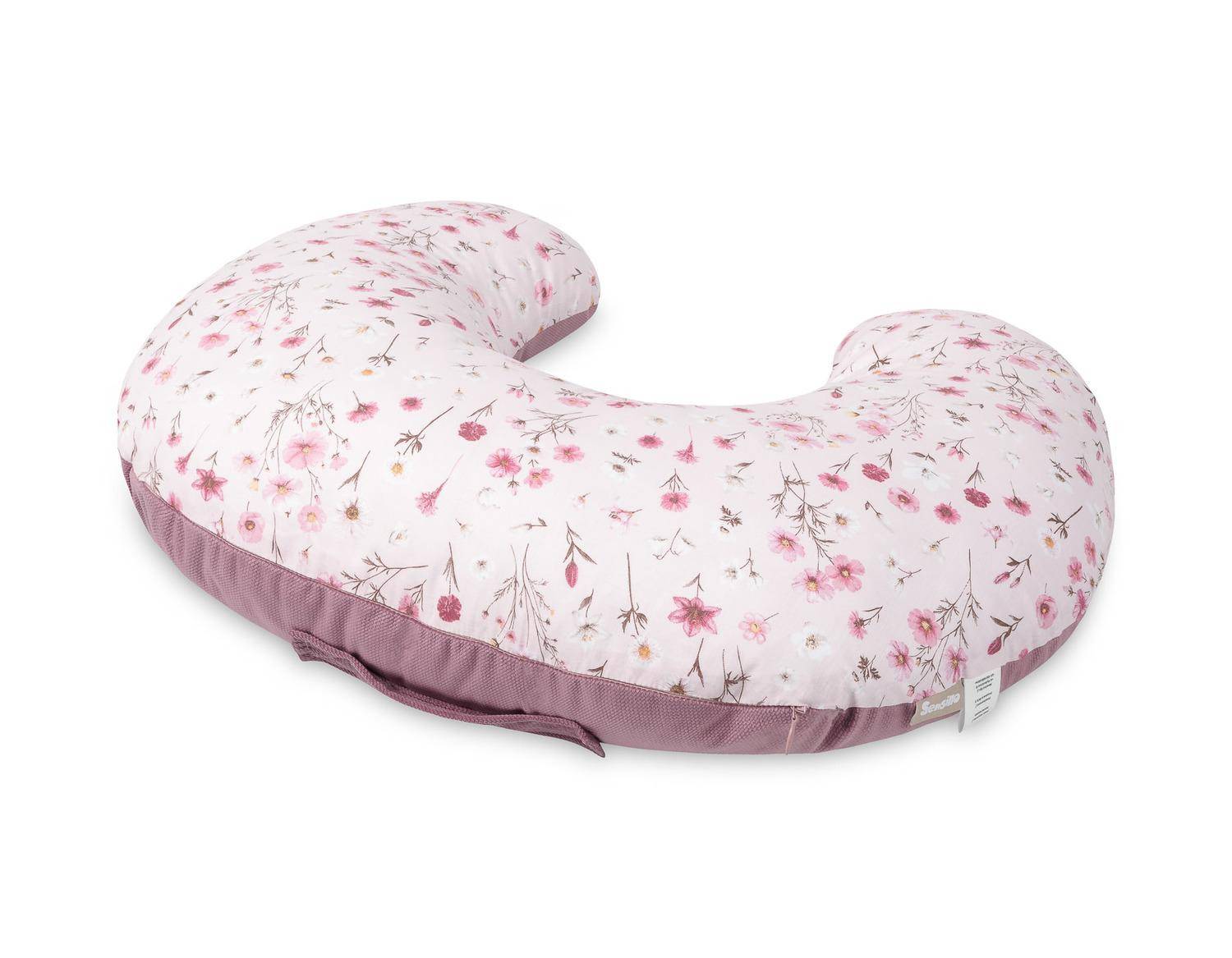 Sensillo Velvet Amme- og Støttepude - Rosa Blomster