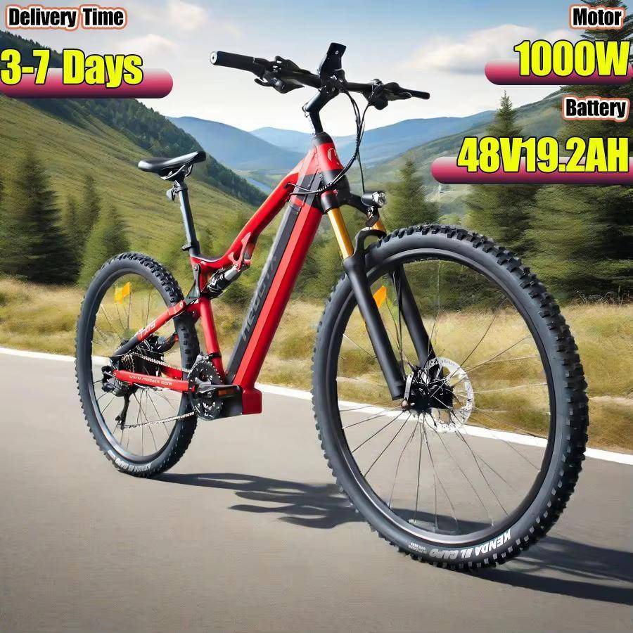 2026 ny utomhus elcykel TX19 1000W motor 48V19.2AH batteri dubbel hydraulisk broms, 29 tums däck, 27-växlad terräng elcykel