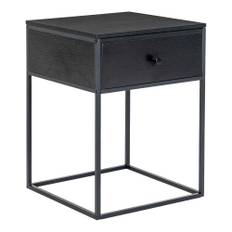 Vita hjørnebord - sort metal - med 1 skuffe