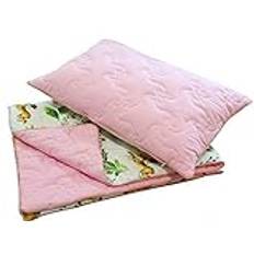 ECO Naturlig bomull baby sängkläder set säng täcke + kudde (täcke 90 x 120 cm + kudde 40 x 60 cm, rosa)