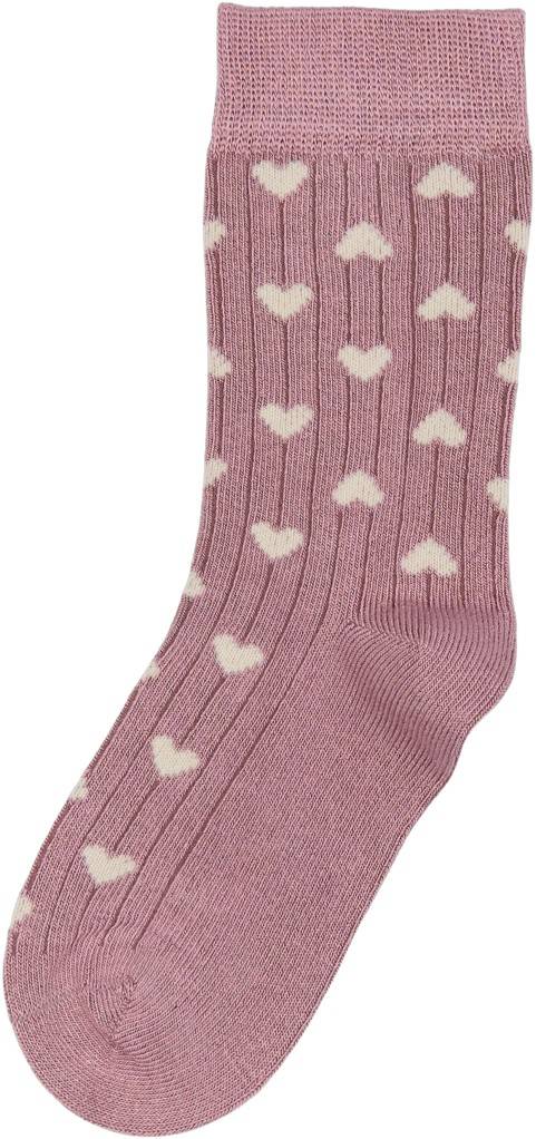 MINIPOP Bamboo Heart Socks Stl. 35/38Y unisex - Strumpor Från Magasin - Pale Pink/off Whi (35/38Y)