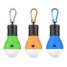 Flintronic Camping LED-lampa, 3 st., tältlampa, bärbart nödljus med klämma, för camping, jakt, vandring, fiske och bergsklättring