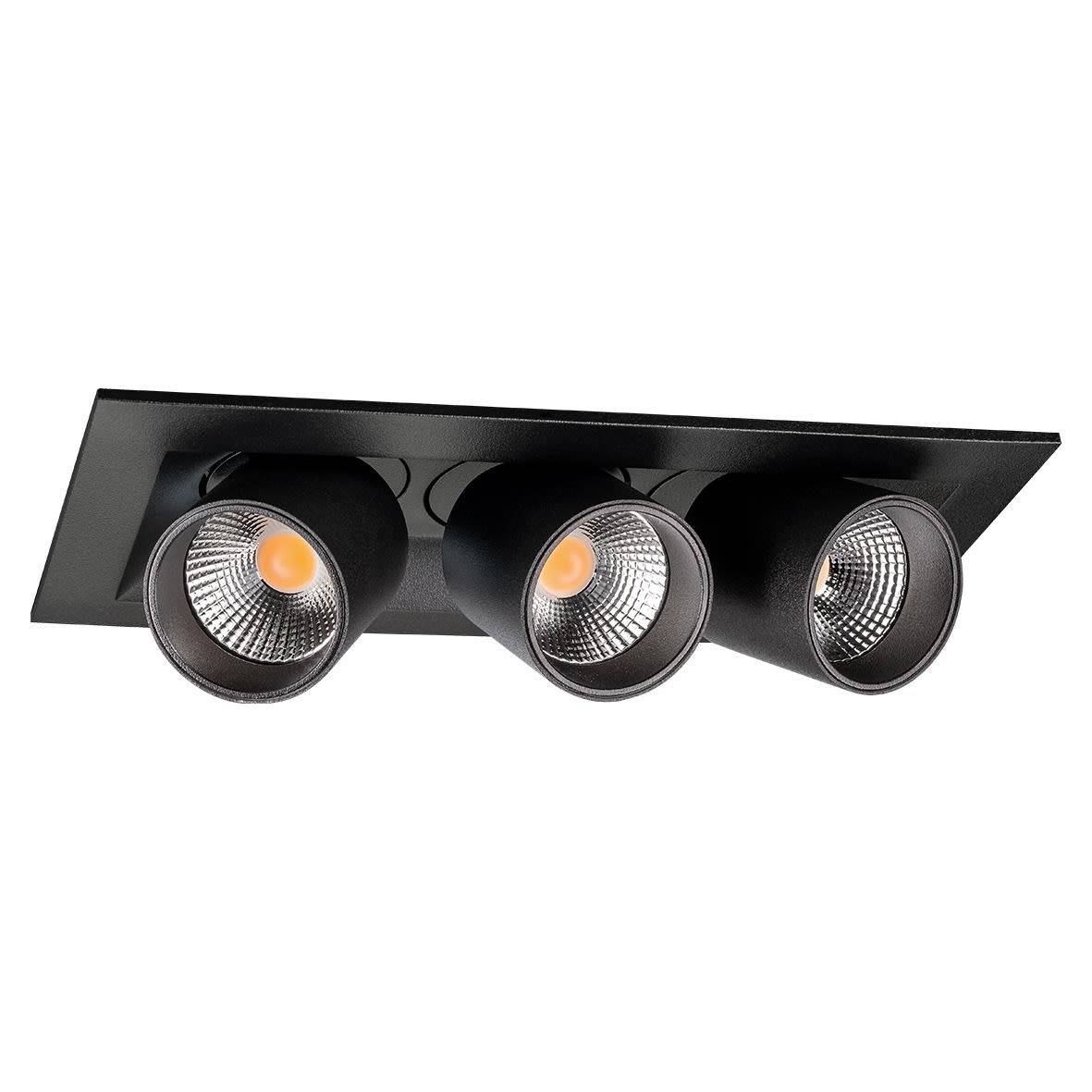 SG Armaturen Junistar Tube Square Downlight 15 W, 3 ljuspunkter Svart