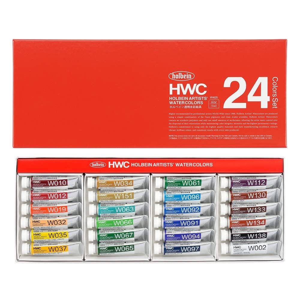 Holbein Genomskinliga Akvarellfärger W405 5 ml Set 3405 24 Färger