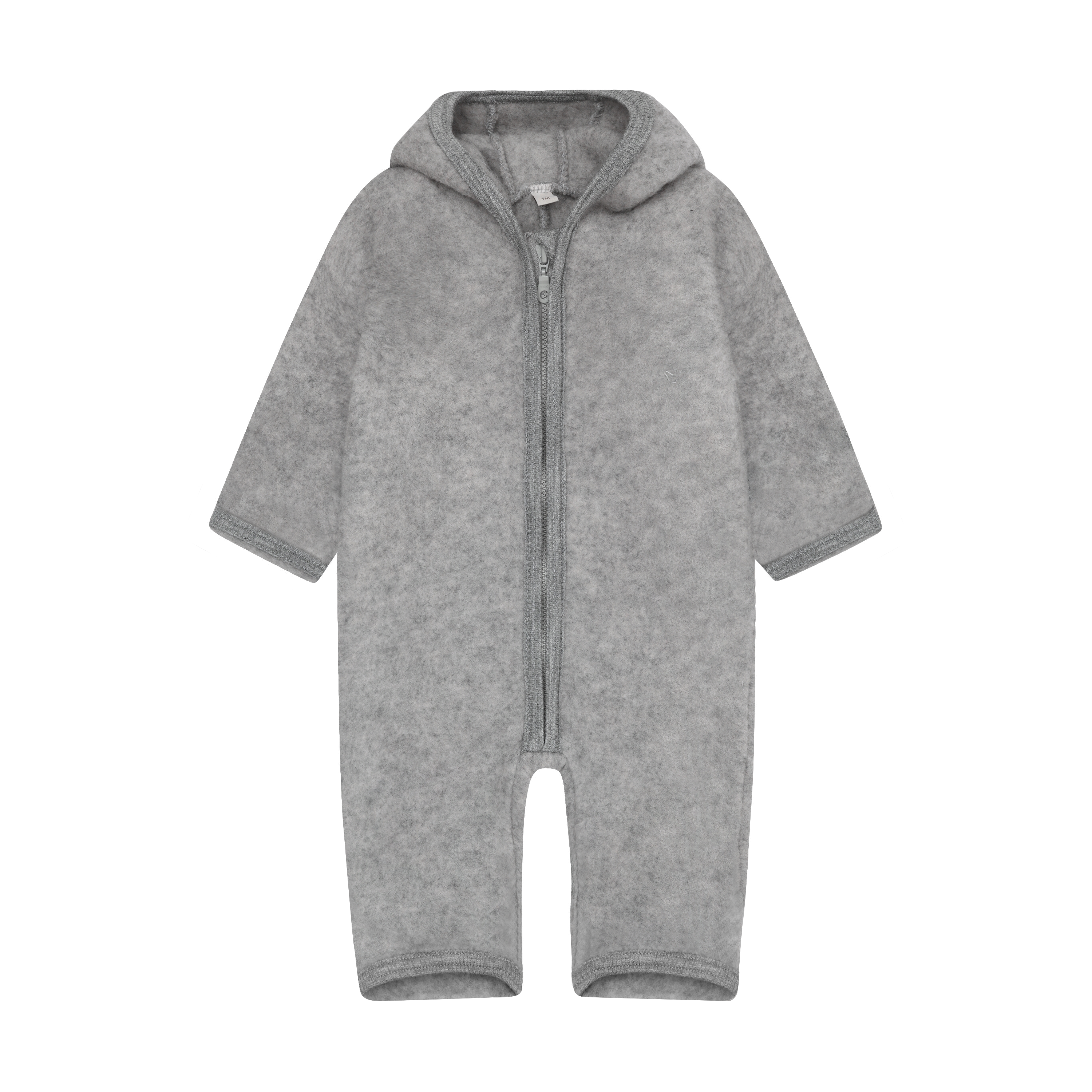 HUTTEliHUT - Pram Suit Ears Wool Fleece, 480989 - Medium Grey Melange - 86