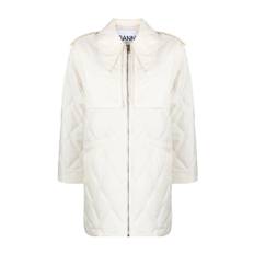 Ganni, Jakke, Dame, Hvid, XS, Polyester, Ripstop Quilt Midi Jakke