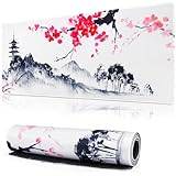 Musmatta gaming musmatta XXL 900 x 400 mm skrivbordsunderlägg stor musmatta vit musmatta musmatta musmatta Japan sakura musmatta med motiv för PC kontor skrivbordsmatta laptop dator (stil 1)