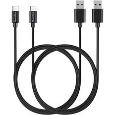 Lot 2 cables pour Samsung SM-R170 Galaxy Buds/SM-R175 Galaxy Buds/SM-R175 Galaxy Buds Plus - Cable usb-c Noir 1 Mètre Phonillico