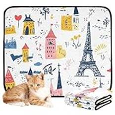 3-pack hund kisssäker matta hund kissdynor tvättbar halkfri matta för strand 50 x 60 cm Paris slott barnslig klotter