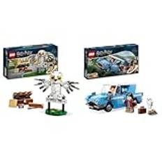 LEGO Harry Potter Hedwig im Ligusterweg 4 Set mit Spielzeug-Eule für Kinder & Harry Potter Fliegender Ford Anglia, baubares Spielzeug-Auto für Kinder