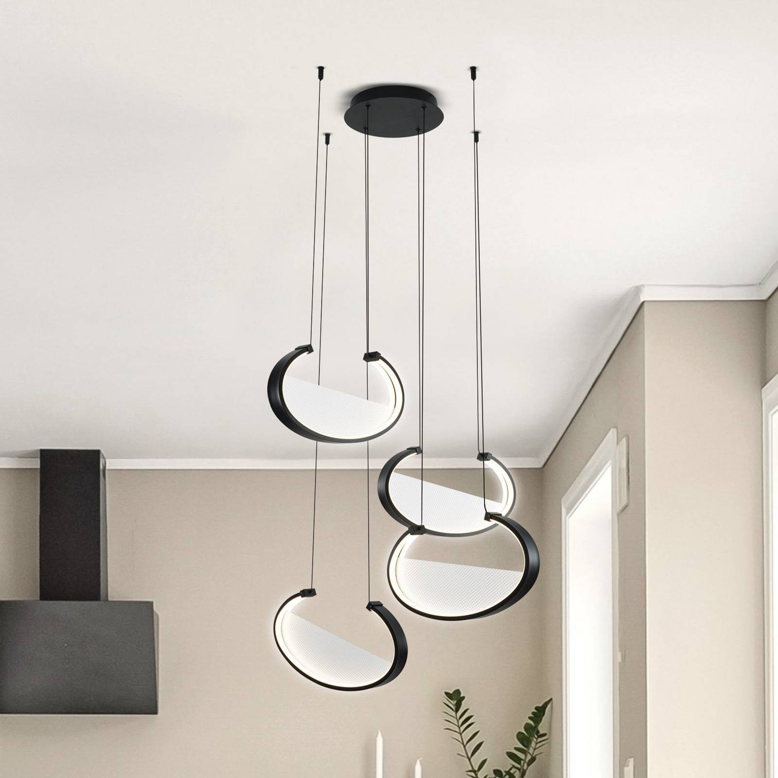 Viokef Pendellampa Adele, Svart, Vardagsrum / matsal, Aluminium / grå / zink, Modern