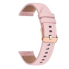 Klockarmband för Garmin Venu/sq/sq 2/2 Plus, 20 mm äkta koläderarmband med roséguldfärgat spänne Pink