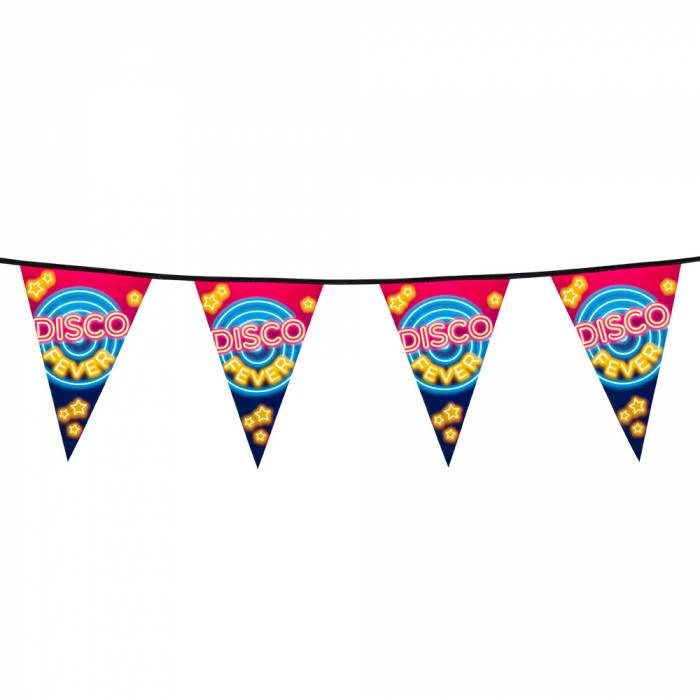 Disco fever flagguirlande plast - 6 meter
