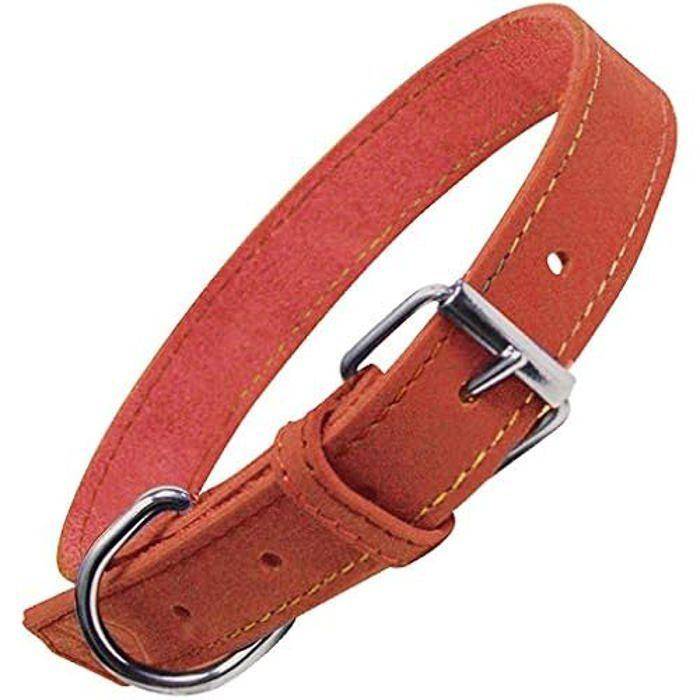 Collier - GLORIA - Nubuck - Rouge - Ajustable - Chien Moyen