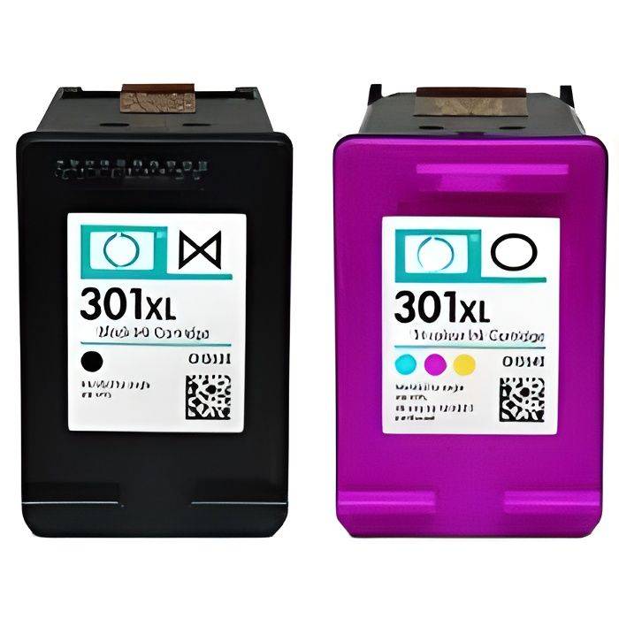 Paket med 2 kompatibla patroner HP 301 XL - 1 svart och 1 färg
