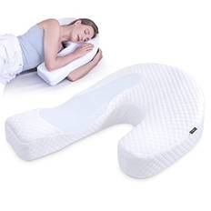 HOMCA U-form minnesskum sidosovkudde, ergonomisk kudde utformad för sidosovande, lindra nacktryck, anti-domningar