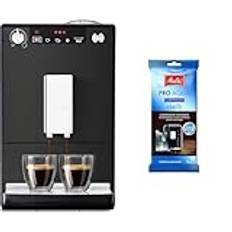 Melitta Solo helautomatisk kaffemaskin (utmärkt kaffenjutning tack vare förbryggningsfunktion) E 950-444 Frostad Svart & Melitta PRO AQUA filterpatron: Skyddar din helautomatiska kaffemaskin