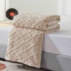 1pc Khaki Bohemian Style Blanket, Taffeta Jacquard Sherpa Fleece Throw Blanket, Soft Lightweight Breathable Warm Reversible Couch Cover For Living Roo - Khaki - 100*150,150*200,180*200,200*230