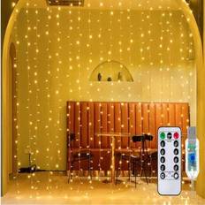 1 st gardinlampor, 3M 300 LED-ljusslingor, vattenfallslampa, kranslampa, blinkande ljus i koppartråd, ljusslinga i koppar, USB-drivna hängande fönster - Lamppärlor (Varmt ljus 3M * 3M,Blått ljus 3M*3M,Färg 3M*3M)