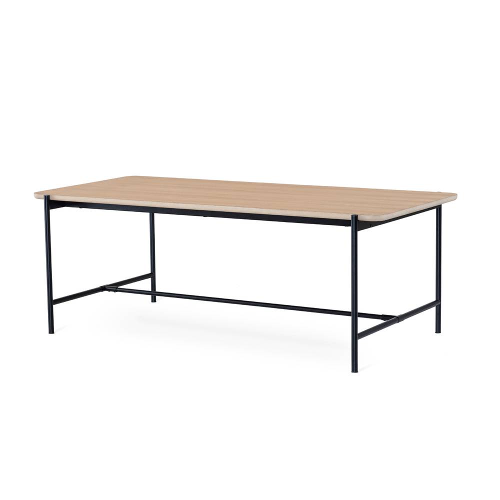 Matbord 210 cm vitoljad ek, svart metall underrede