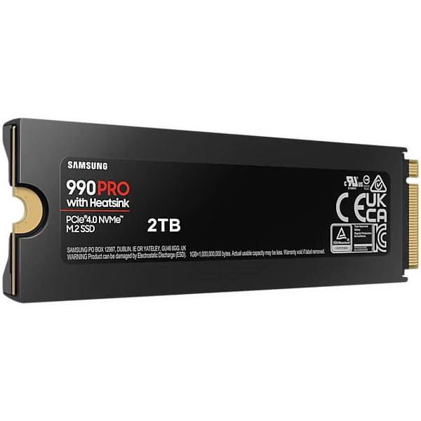 Samsung SSD 990 PRO 2TB SSD M.2 NVMe PCIe Gen4 Harddisk med Heatsink.
