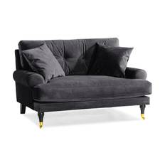 Bloomington Andrew Loveseat Sammet - Mörkgrå/Mässing Fåtölj Grå Tyg