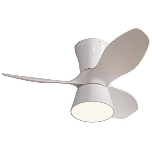Vändbar Fläkt Med Taklampa Led Dimbar Tyst Fjärrkontroll Sovrumsfläkt Taklampor DC Motor Sommar- Och Vinterläge Belysning Takfläkt Lampor För Vardagsrum Och Matsal，Vit