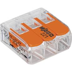 WAGO 221-413-1 221 Forbindelsesklemme fleksibel: 0.14-4 mm² stift: 0.2-4 mm² Poltal: 3 1 stk Transparent, Orange