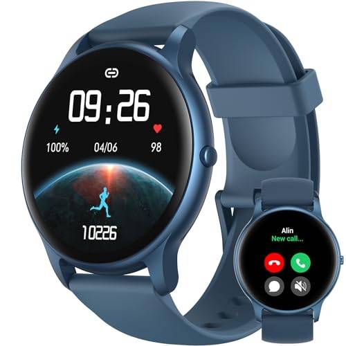 Parsonver Men's Smart Watch, Bluetooth Calls, 100 + Sports Modes, 1.32 Inch, Fitness Sports Watch, SpO2/Sleep/Heart Rate Monitor, Android, iOS, Blue, SPROD1