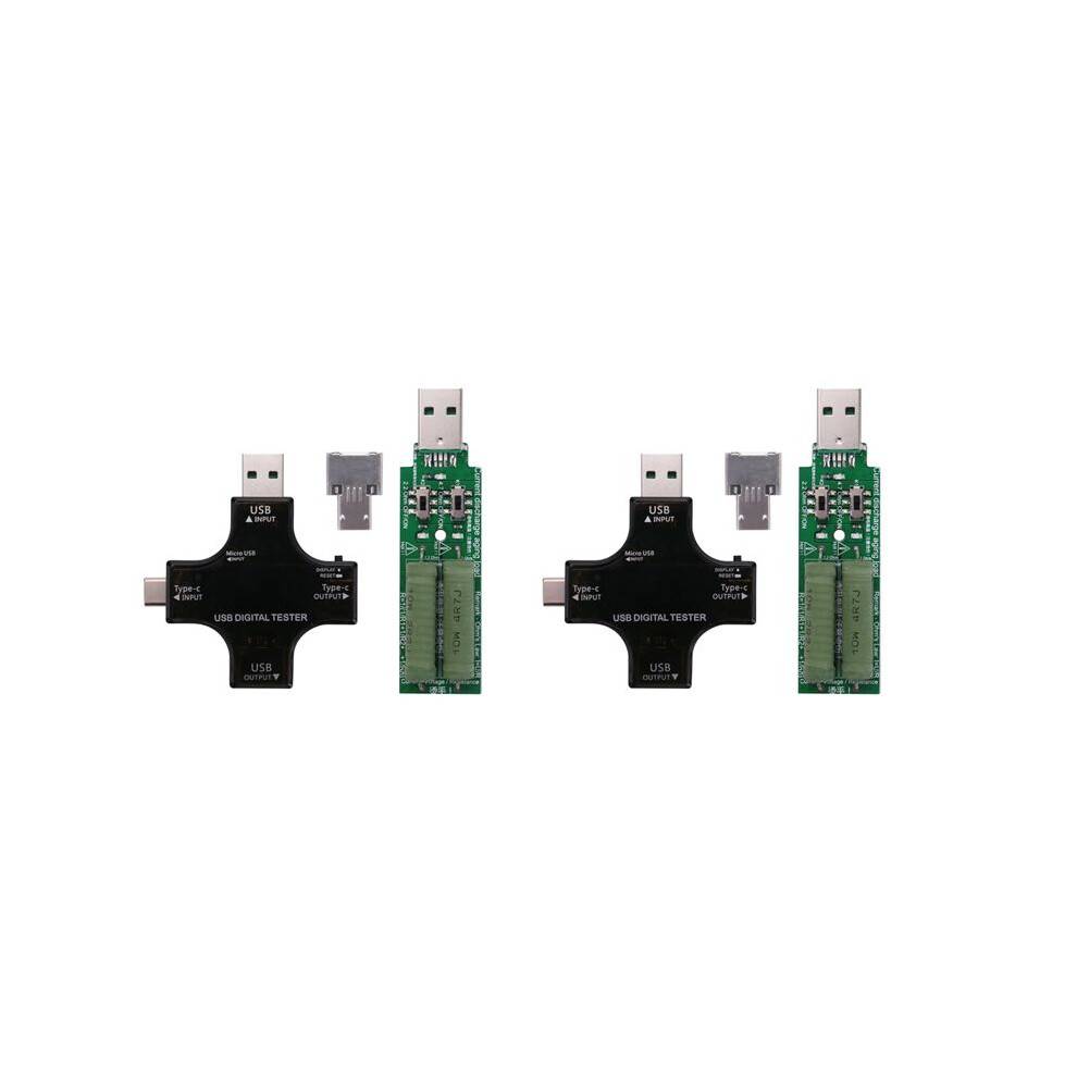 2X USB C Tester,2 in 1 Type C USB Tester Color Screen IPS Digital Multimeter,Voltage,Current,Temperature,with Loader
