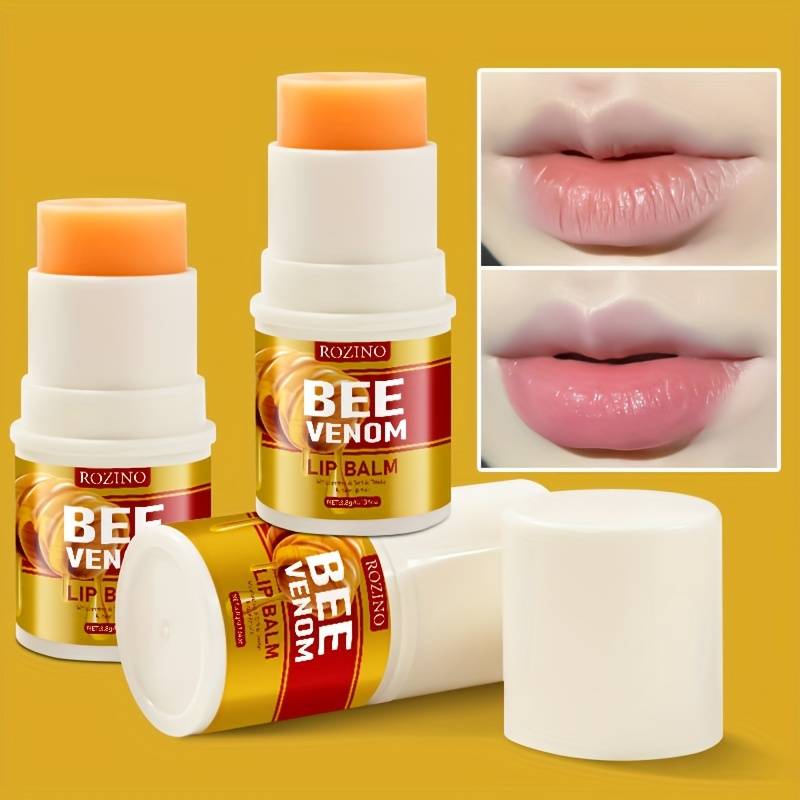 TEMU 3.8 Bee Venom Lipstick Moisturizing, Transparent, Shiny, Soft, Light, Instant Hydration, Smooth, Easy Absorption, Lip Care, Softening And Balancing Lip Skin