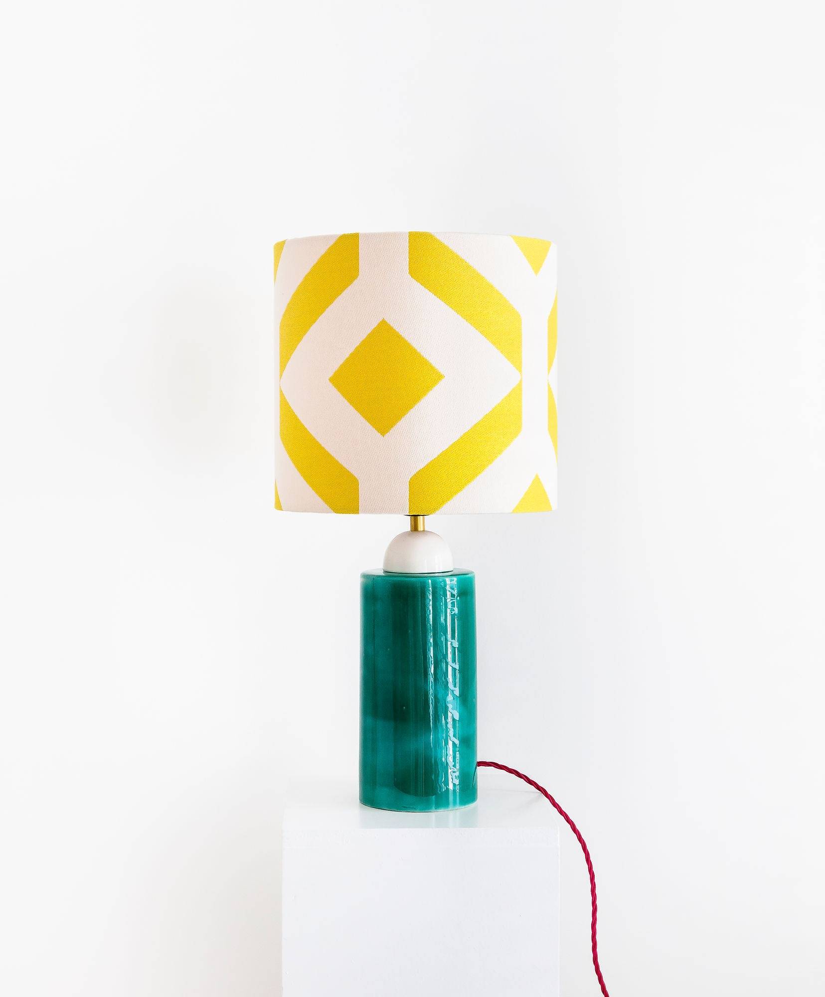 Kapsul keramik lampe maze gul/grøn