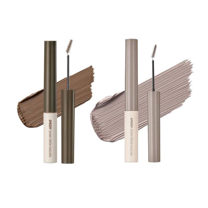 peripera - Speedy Skinny Brow Mascara - 02 Dark Brown (1ea) X 10 Hazy Ash (1ea) Set - black