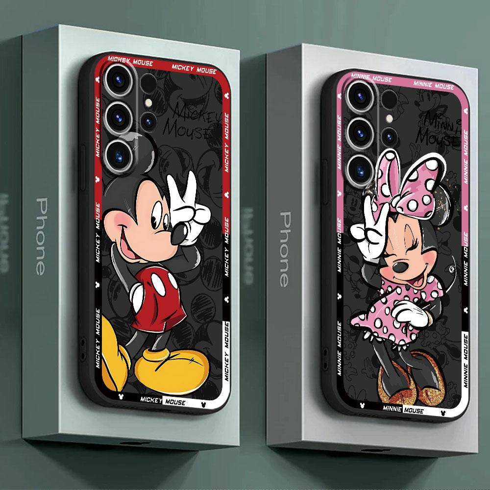 Fodral Cover Disney Musse Pigg Mimmi Söt Svart Mjukt Fodral för Samsung Galaxy S24 Ultra S21 5G S22 Plus S23 Ultra S21 FE S20