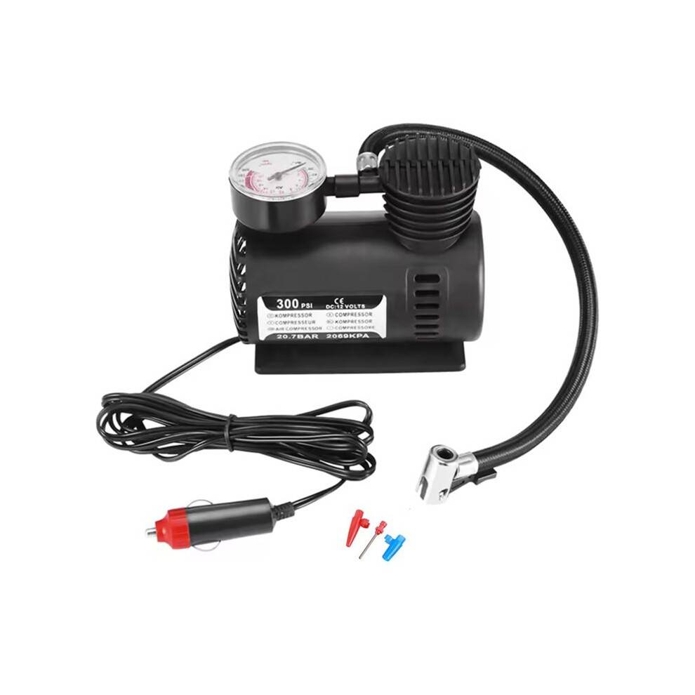 12V Small Car Tire Air Pump Inflator Wired Electric Air Compressor with 3 Needles for Cars Bicycles Motorcycles Kayaks
