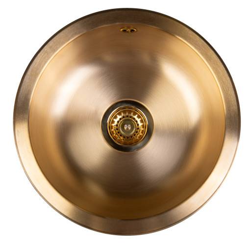 Secher Assens 365 køkkenvask, Ø42,5 cm, børstet messing