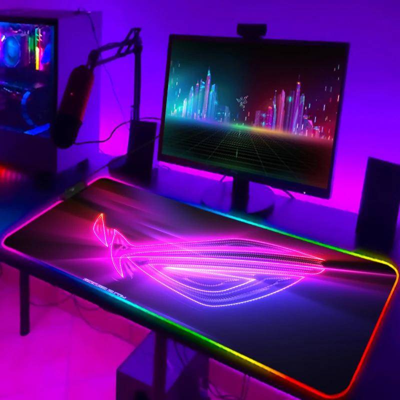 RGB Musmatta Cool ROG Musmatta Spelare Tangentbordsmatta LED Dator Musmatta Tangentbordstillbehör Spelbordmatta Musmatta XXL